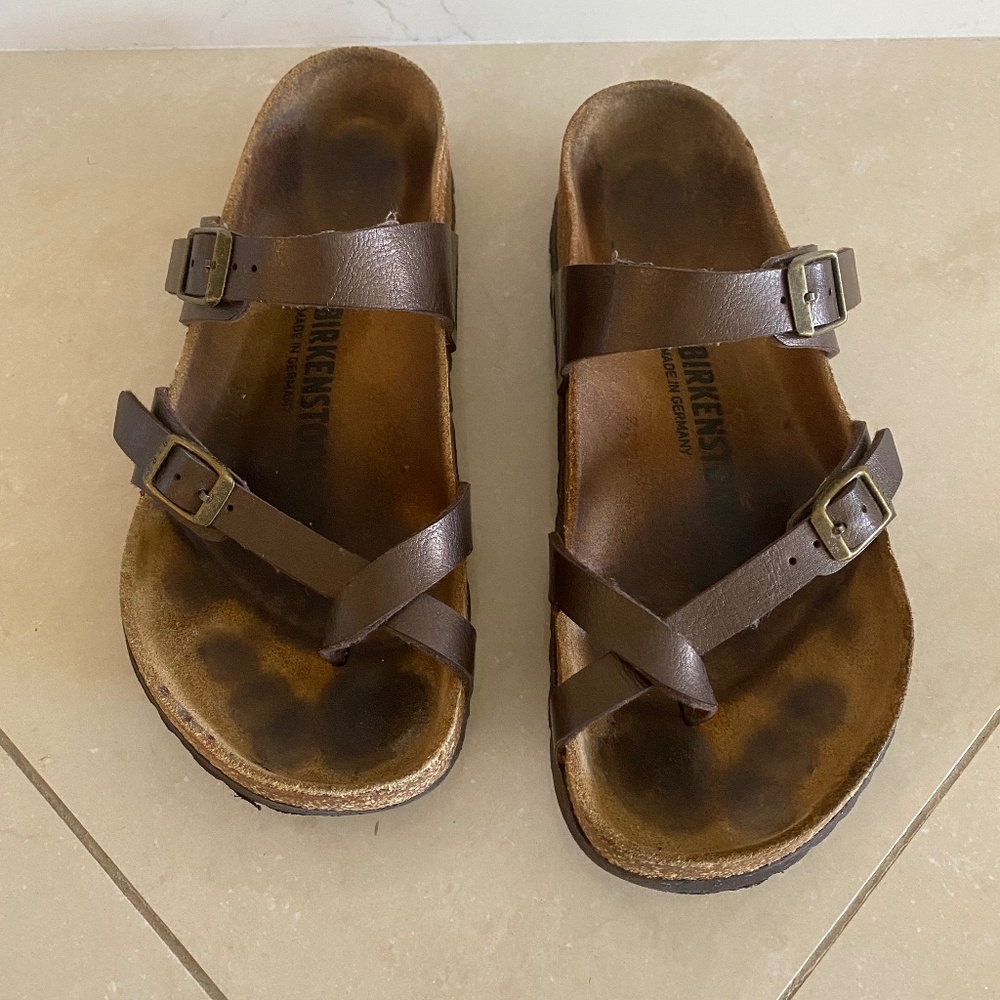 Birkenstock Germany Mayari Copper Slip On Sandals Size 38 Regular/ Wide